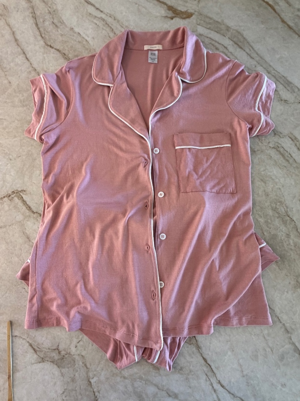 Eberjey Gisele Shortie Short Pajama Set in Berry Blush with Ivory Size XS - Picture 3 of 13